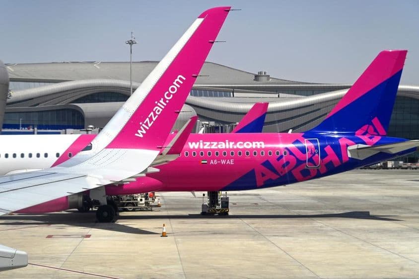 Airbus A321 from Wizz Air at Zayed International Airport.