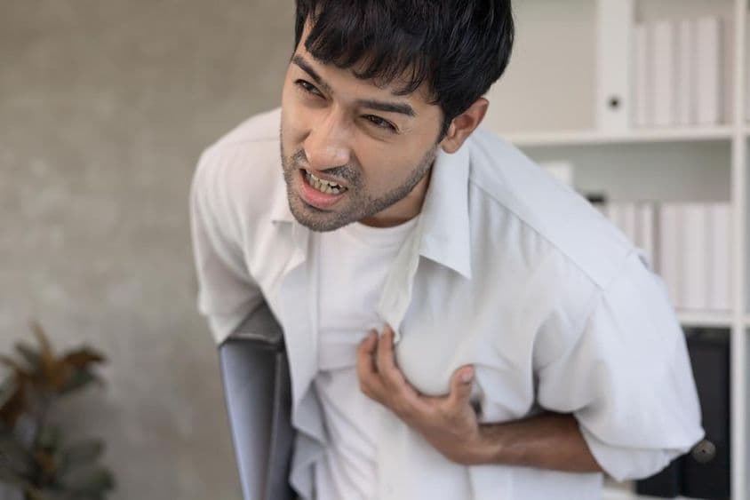 Chest symptoms related to heart attack.