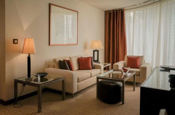 Modern and bright interior of a Dubai apartment.