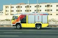 Moving fire truck in Dubai.