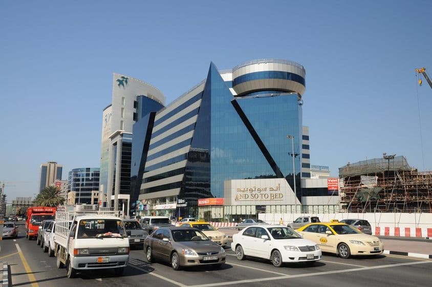 Street view in Dubai's modern city area.