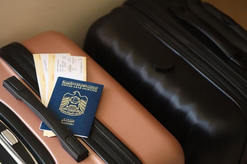 United Arab Emirates, passport with stamps.