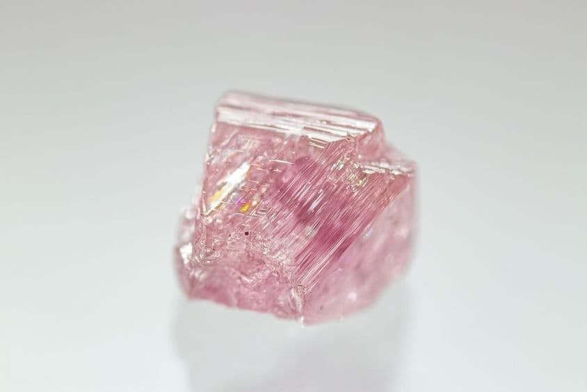 Rough, unpolished pink diamond crystal of rare color.