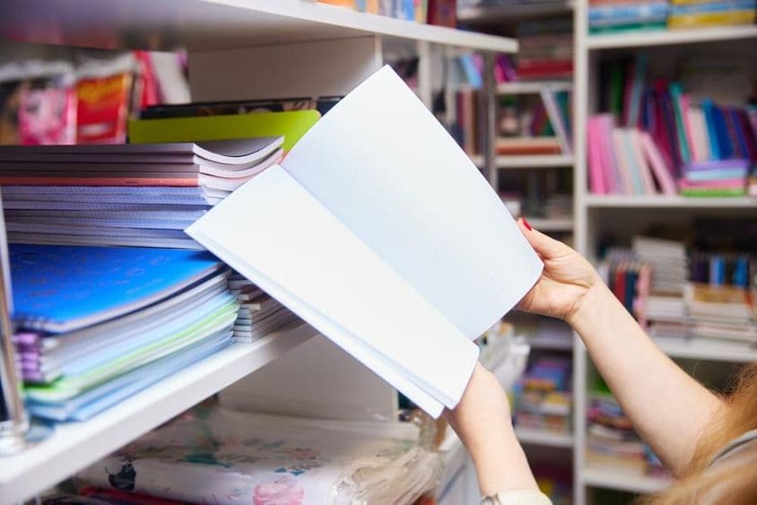 Shopping for stationery for the new school year.