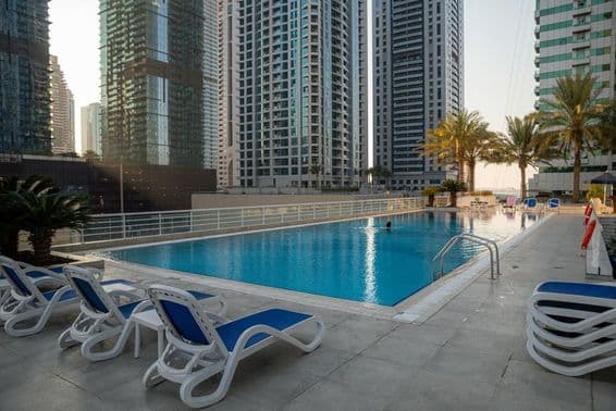Outdoor pool on Airbnb property.