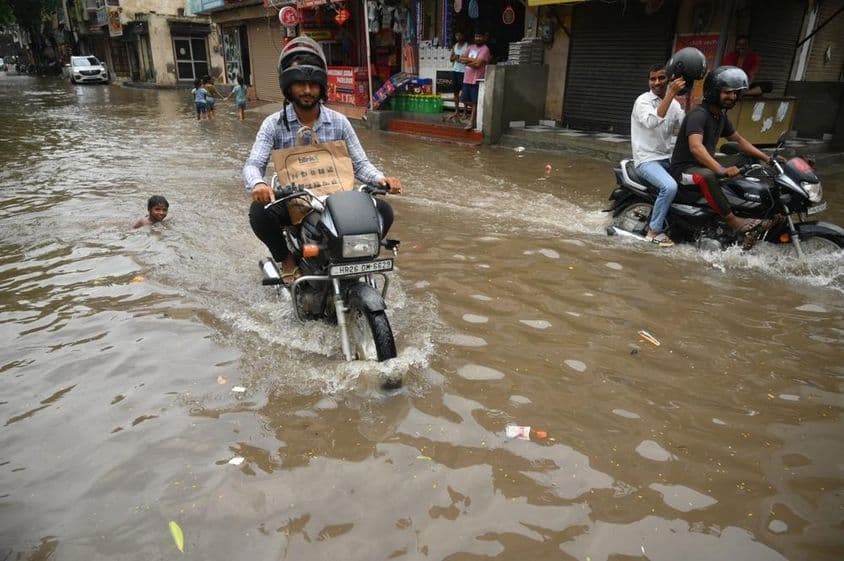 Severe rains and flood-like water in India.