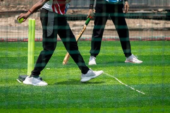 Action from a women's cricket match.