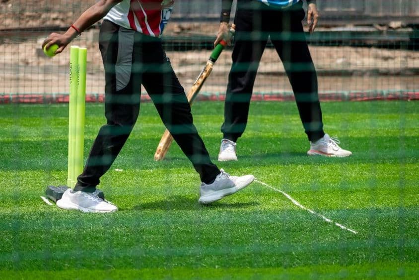 Action from a women's cricket match.