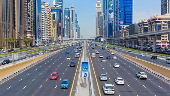Busy Sheikh Zayed Road in Dubai.