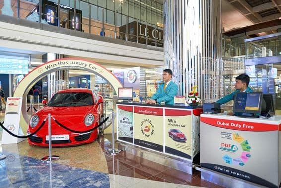 Prize car inside Dubai International Airport.