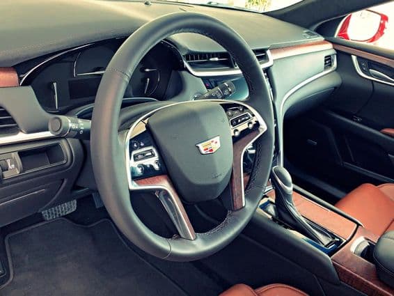 A Cadillac car's remarkably elegant interior.