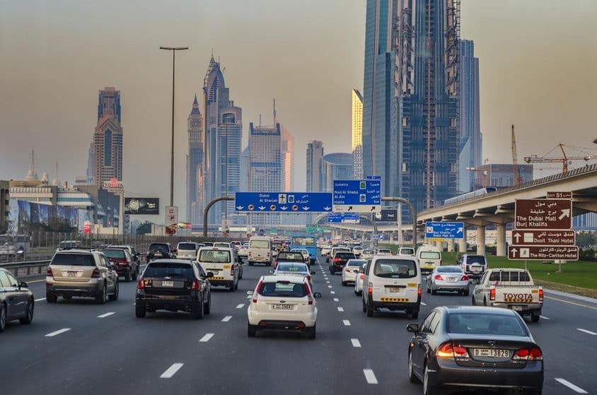 Traffic jam on Sheikh Zayed Road in Dubai.