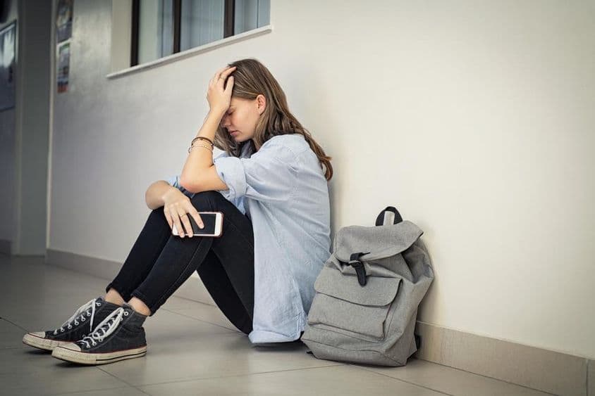 Nervous and depressed girl.