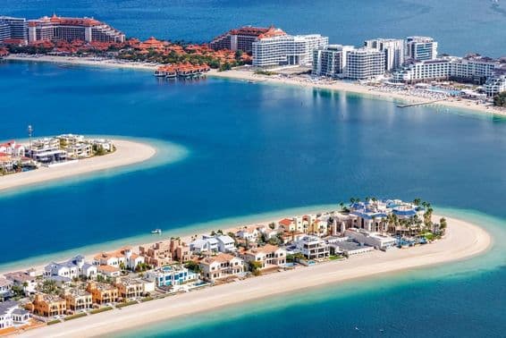 Dubai luxury villas on the Palm Jumeirah artificial island.