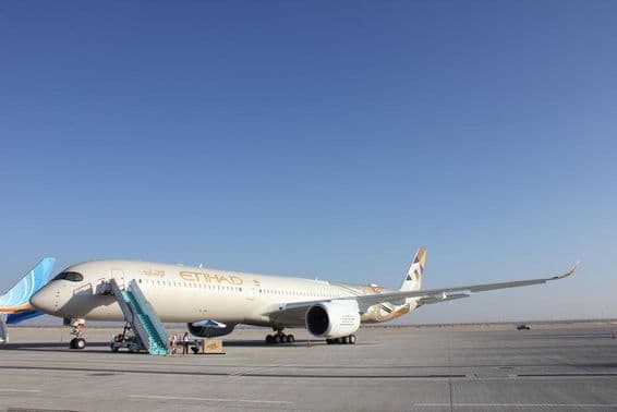 Etihad Airways' new Airbus A350-1000 passenger aircraft.