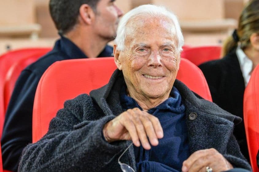 Giorgio Armani at a EuroLeague basketball game.