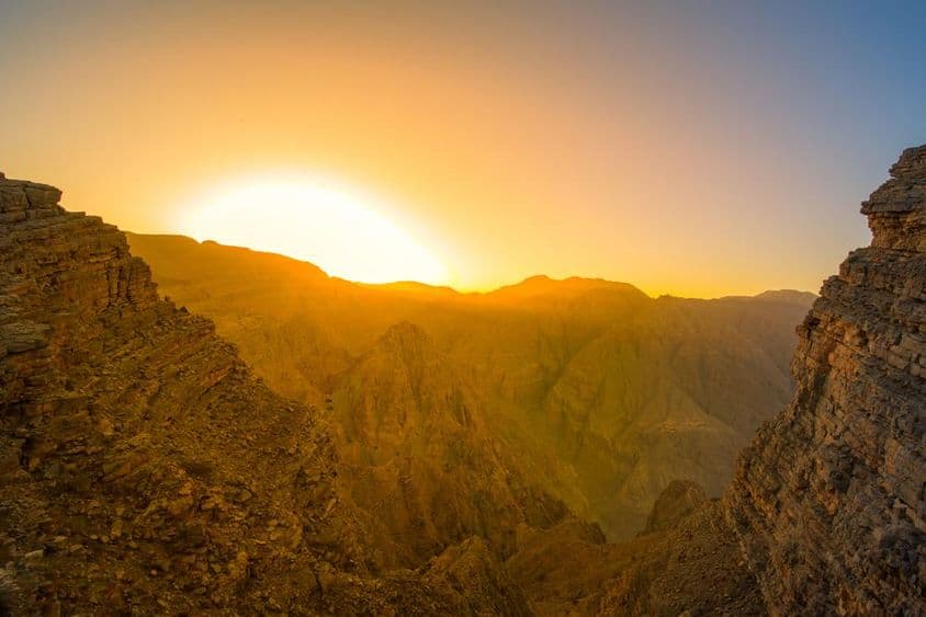 Sunrise landscape from Ras Al Khaimah, United Arab Emirates.