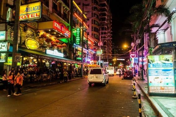 Burgos Street in Makati City, Manila, Philippines.