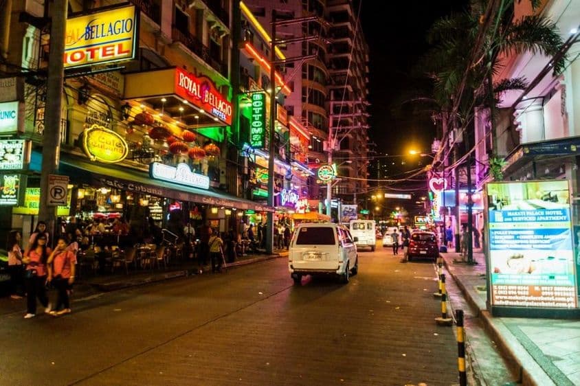 Burgos Street in Makati City, Manila, Philippines.