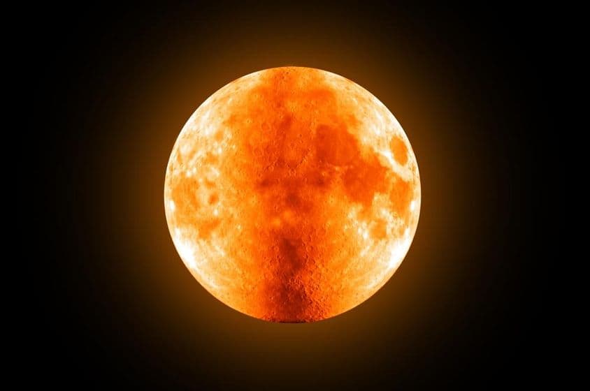 Red full moon in the sky.