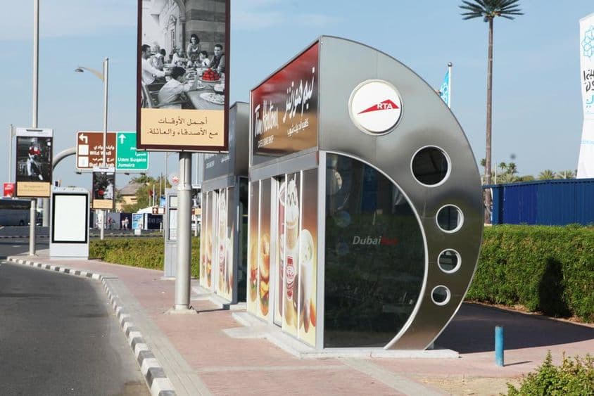 Air-conditioned bus stops in Dubai.