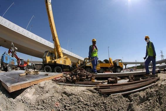 Workers at a construction site in Dubai.