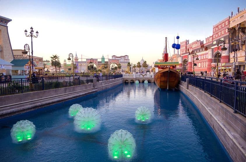 Beautiful view of the countryside pavilions in Global Village, Dubai.