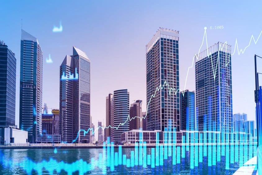 Skyscrapers in Dubai's business district.