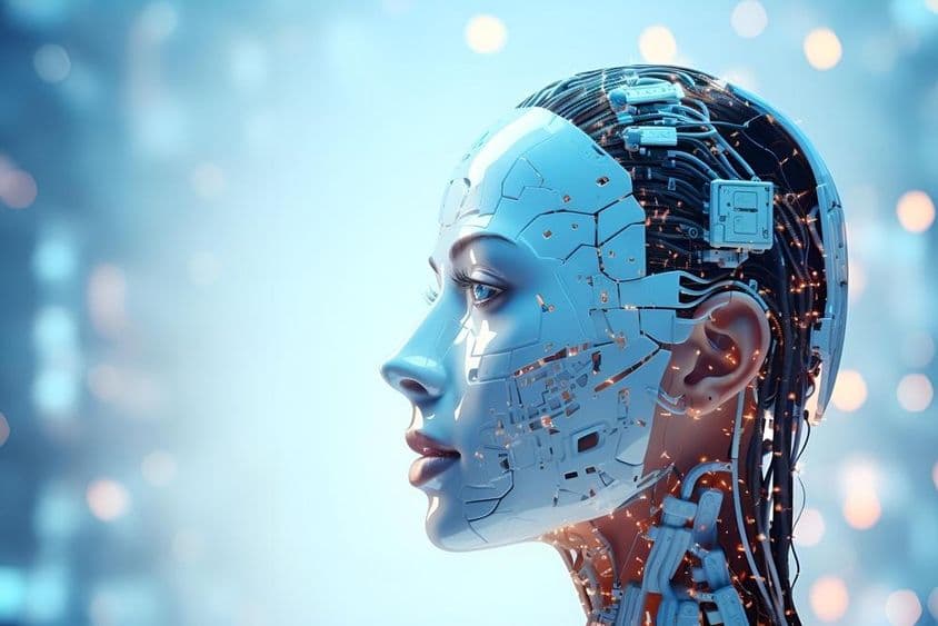 Intricately designed robot powered by artificial intelligence.