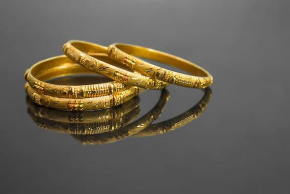 Traditional Indian gold bangles.