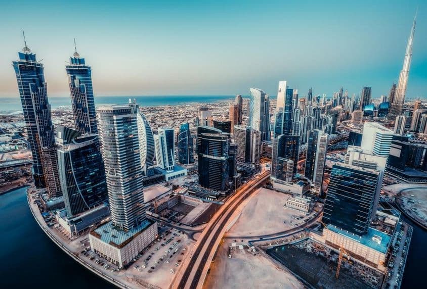 Scenic panorama of Dubai's modern city architecture.