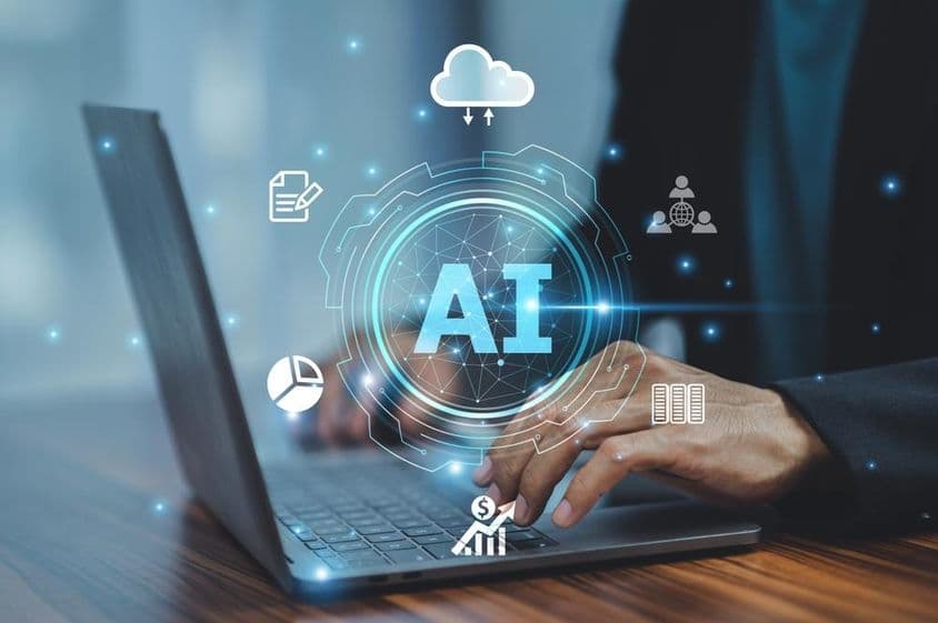 Businessperson using artificial intelligence technology.