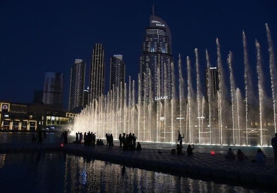 Captivating water, music, and light show in downtown Dubai.