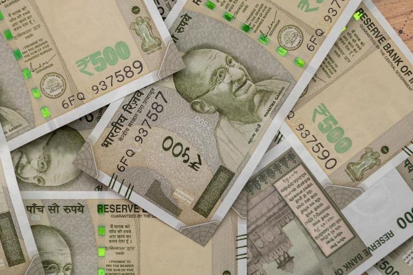 Indian rupee, five hundred rupee banknote.