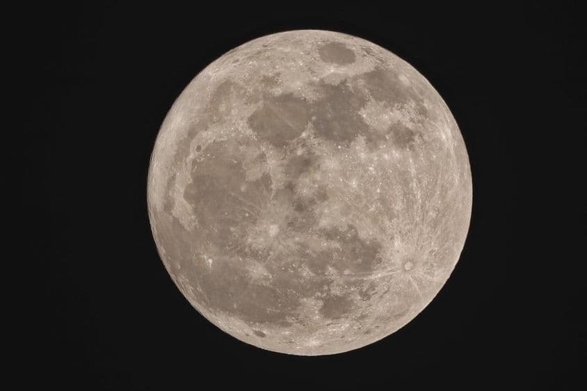 The supermoon, appearing round at night.