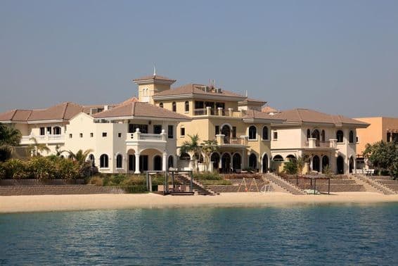 Beachfront villas at Palm Jumeirah in Dubai.