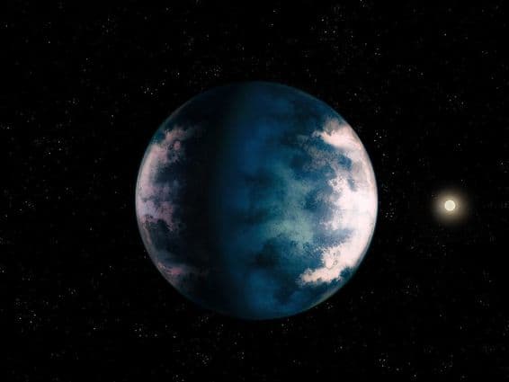 Mysterious exoplanet in space with stars.