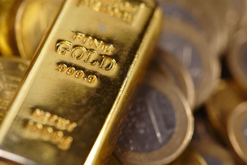 Gold bar of 999.9 purity.