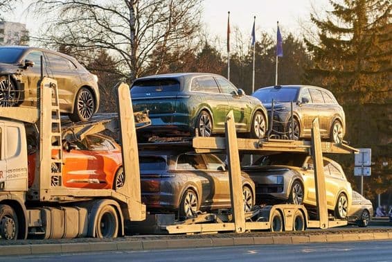 Brand new Chinese SUVs being transported by Li Auto.