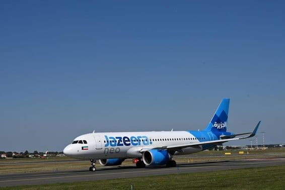 Jazeera Airways airplane on the ground.