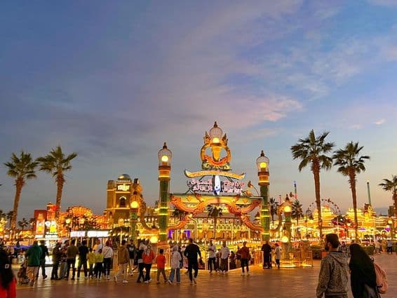 The street of Global Village in Dubai.