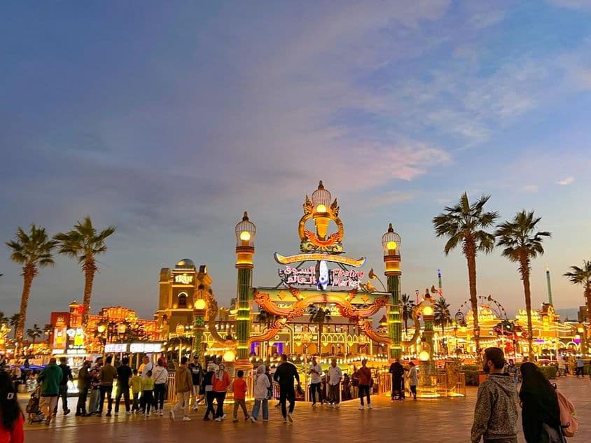 The street of Global Village in Dubai.