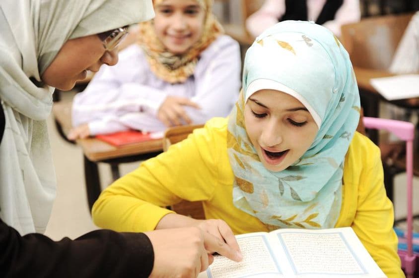 Children in a school classroom.