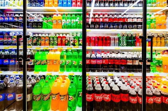 Dubai selling various sugary carbonated drinks in a supermarket.