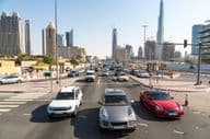 Sheikh Zayed Road in Dubai on a summer day.