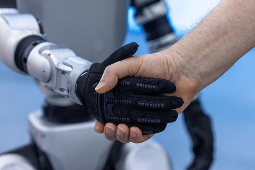 Human and robot collaboration.