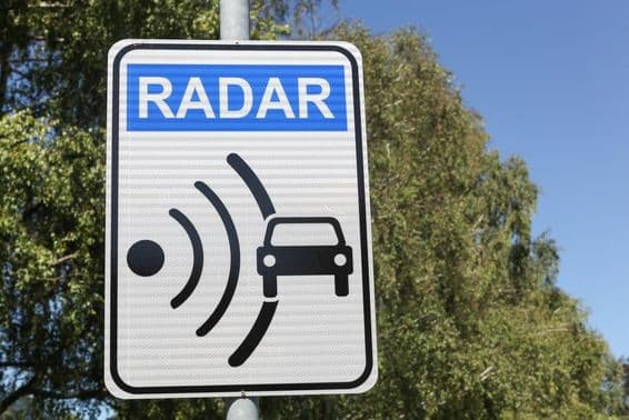 Radar signal on the road.