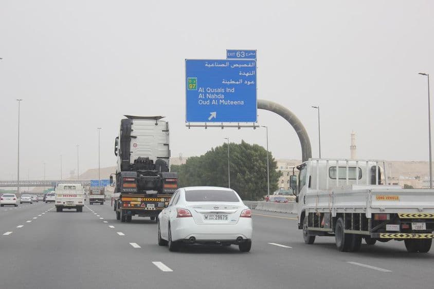 Traffic on the Sheikh Mohammed Bin Zayed (SMBZ) highway.