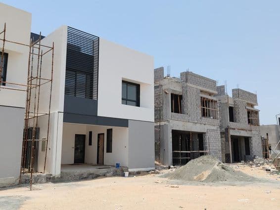 Houses or villas under construction in Dubai.