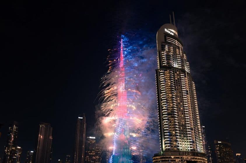 Burj Khalifa fireworks on December 31, 2023